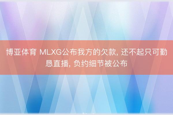 博亚体育 MLXG公布我方的欠款， 还不起只可勤恳直播， 负约细节被公布