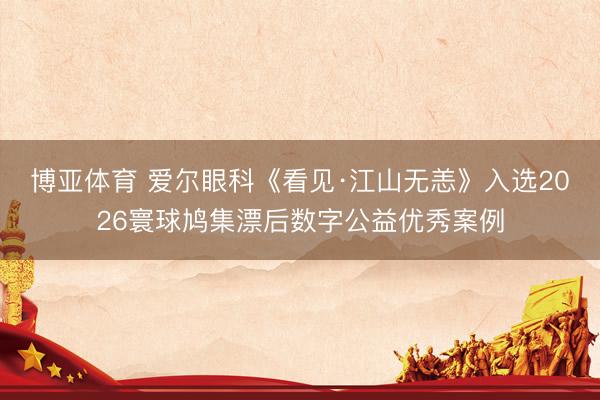 博亚体育 爱尔眼科《看见·江山无恙》入选2026寰球鸠集漂后数字公益优秀案例