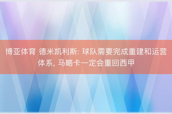 博亚体育 德米凯利斯: 球队需要完成重建和运营体系， 马略卡一定会重回西甲