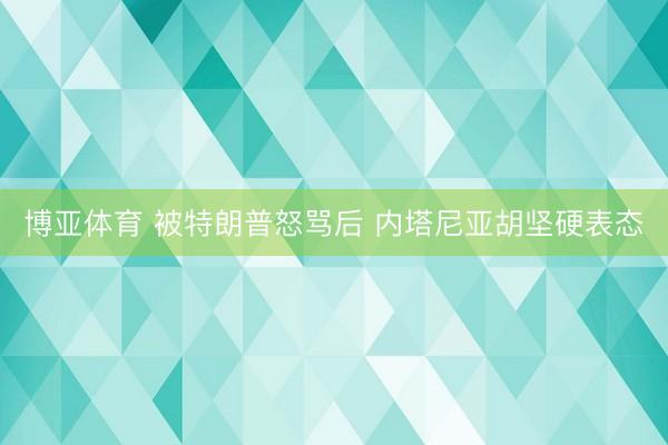 博亚体育 被特朗普怒骂后 内塔尼亚胡坚硬表态