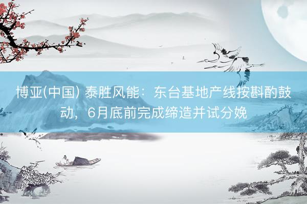 博亚(中国) 泰胜风能：东台基地产线按斟酌鼓动，6月底前完成缔造并试分娩