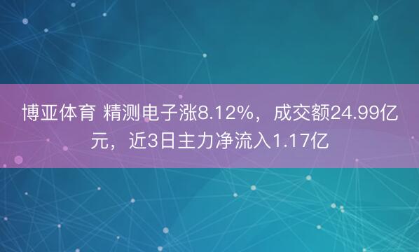 博亚体育 精测电子涨8.12%，成交额24.99亿元，近3日主力净流入1.17亿