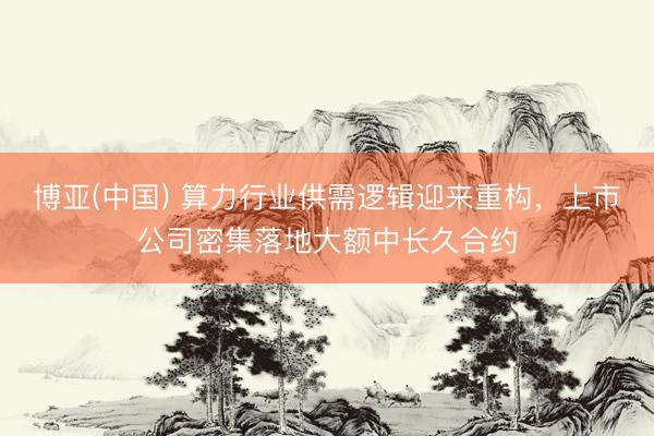 博亚(中国) 算力行业供需逻辑迎来重构，上市公司密集落地大额中长久合约